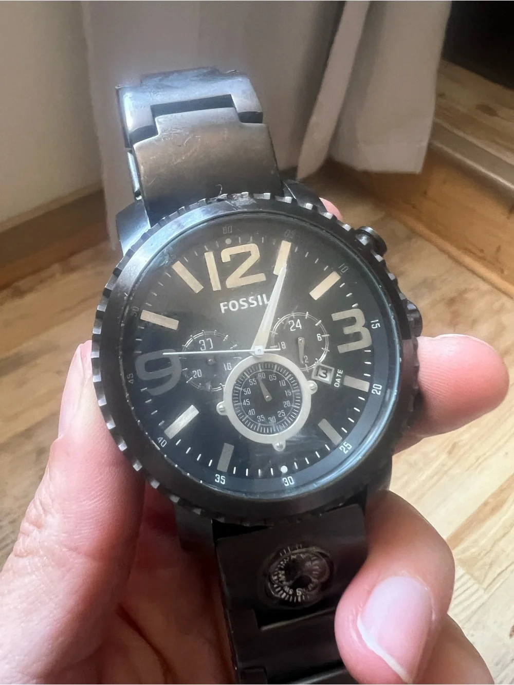Fossil Black Gunmetal Stainless Steel Chronograph Watch